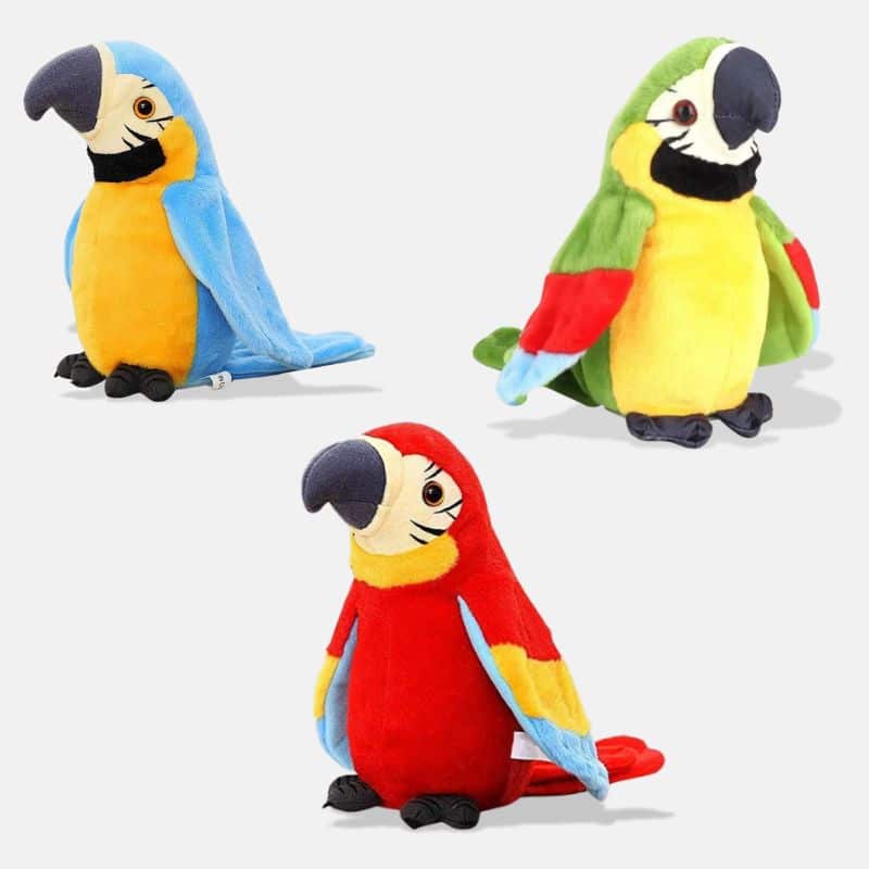Peluche Musicale Perroquet, 45 cm, Peluche Perroquet Bleu, Peluche Perroquet Bleu, Peluche Perroquet Vert, Peluche Musicale