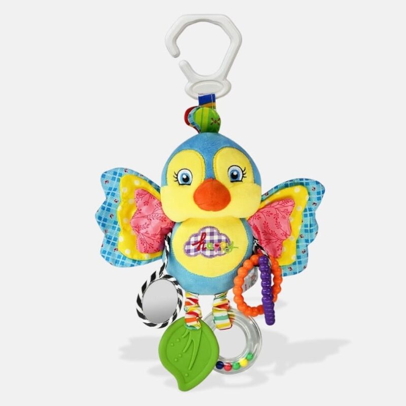 Peluche Musicale Clochette Oiseau, 25 cm, Peluche Oiseau avec une clochette, Peluche Musicale