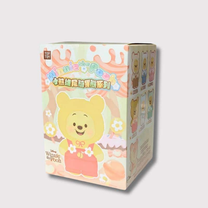 Boîte Mystère Peluche Labubu Style Winnie, boite colorée contenant peluche winnie déguisée en labubu