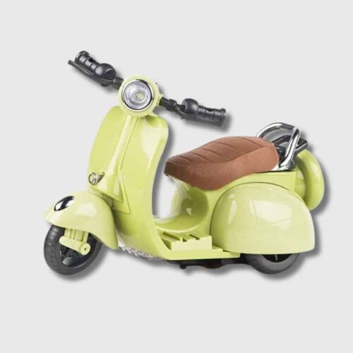 Moto Labubu Mini Vintage, scooter éléctrique vert avec siege marron