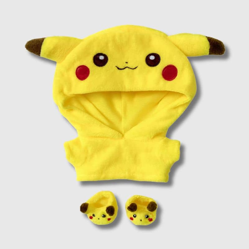 Ensemble Labubu Pikachu Avec Chaussons, ensemble mini vêtement pikachu de pokemon
