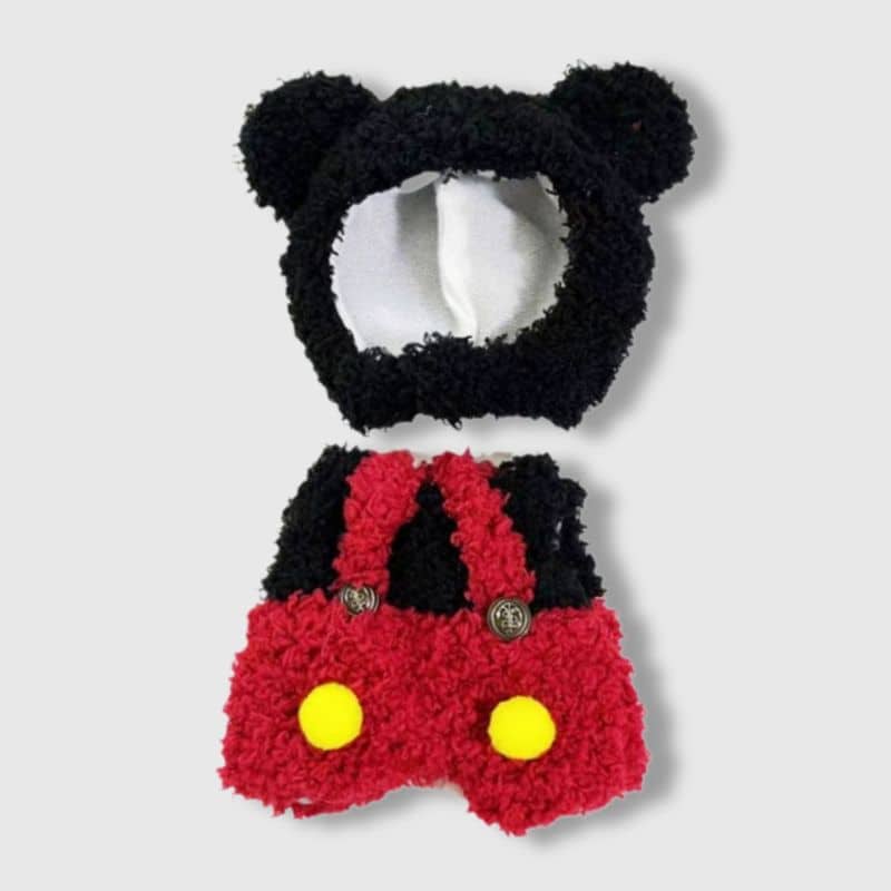 Déguisement Labubu Style Mickey 17 cm, tenue style mickey pour mini peluche