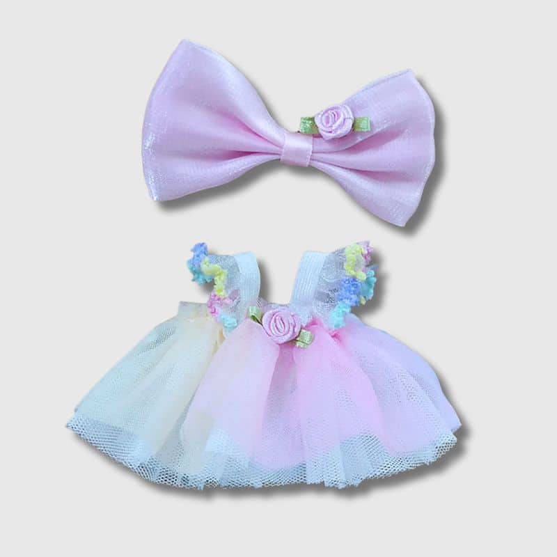 Robe Arc En Ciel Élégante Pour Labubu, Robe Arc En Ciel Rose pour Labubu 17 cm