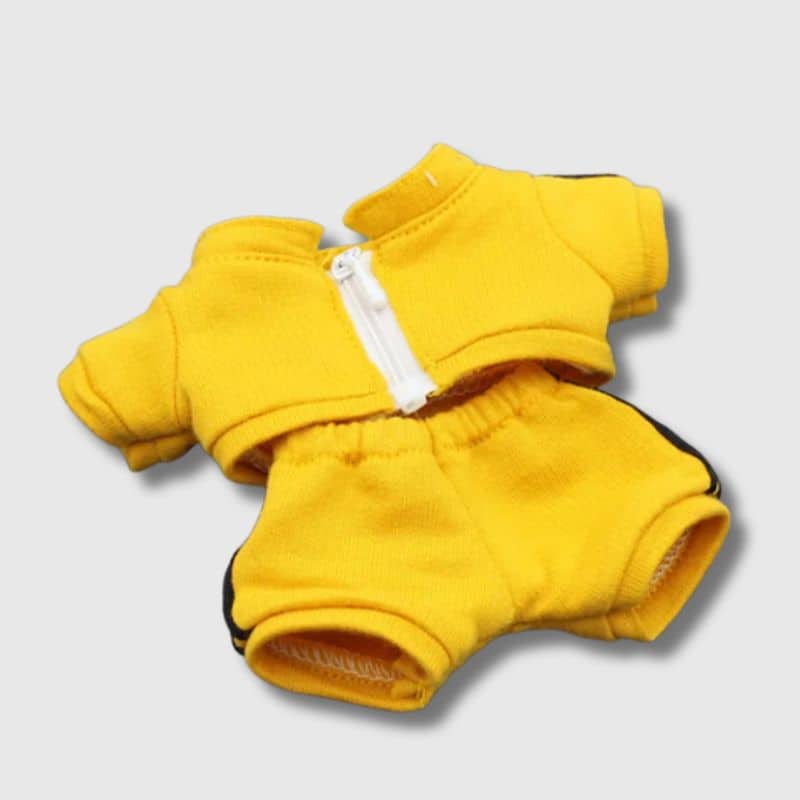 Ensemble Hoodie et Pantalon Sport Casual pour Labubu, Ensemble Hoodie Pantalon pour Labubu Jaune 17 cm