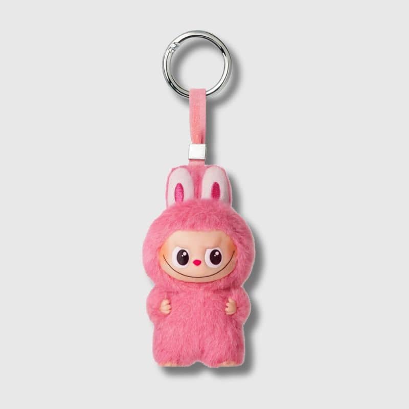Porte clés Labubu en Peluche Rose Édition Limitée, Porte Clés Peluche Labubu Rose Edition Limitée