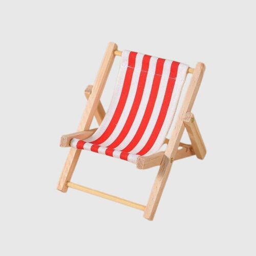 Chaise de Plage Rayée pour Labubu, mini chaise rayée rouge