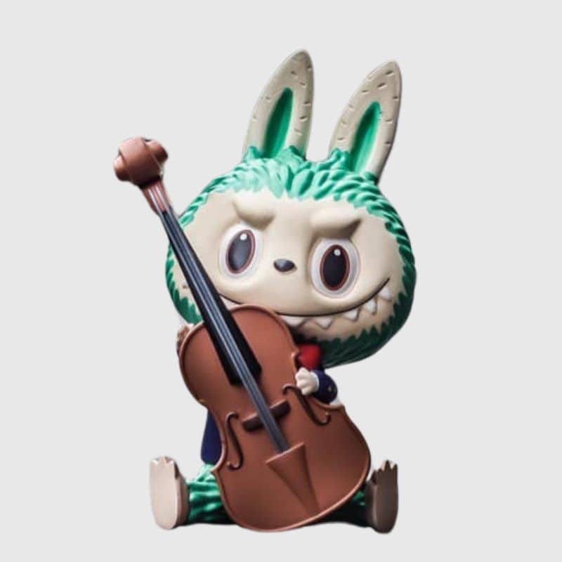 Figurine Labubu Musicien Violoncelle Édition Limitée 8 cm, Figurine Labubu Qui Joue de la Violencelle