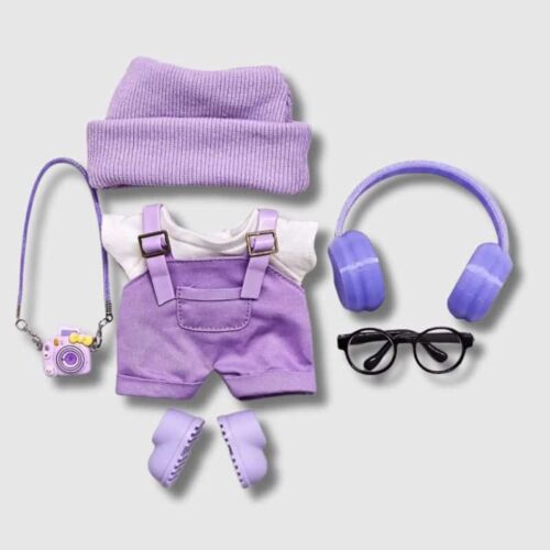 Ensemble Vêtements et Accessoires 7 pièces Violet pour Labubu, Mini Ensemble pour Labubu Violet
