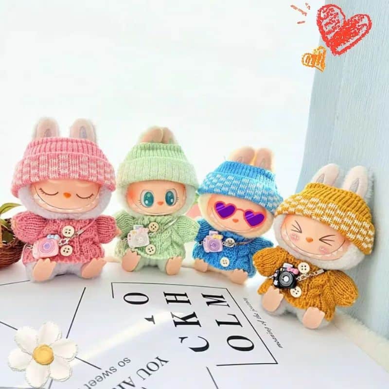 Ensemble Tricoté Pull et Bonnet pour Labubu