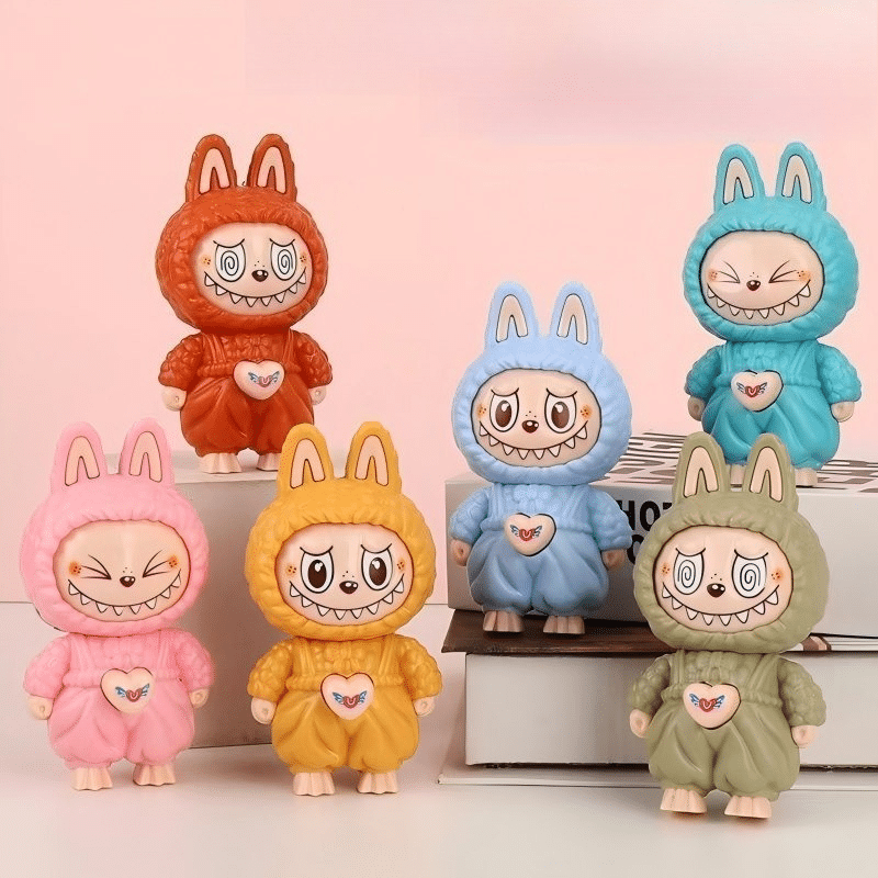 Porte Clés Labubu Figurine Rigolote avec Expression Changeante