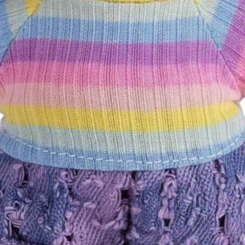 Ensemble Haut Coloré À Rayures Et Pantalon Violet Pour Labubu 6 4