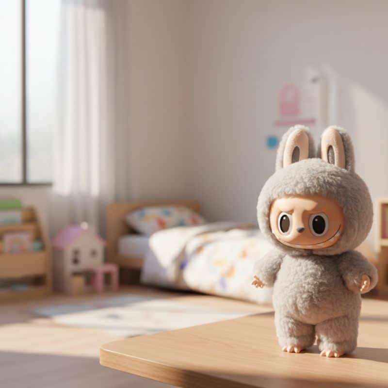 Peluche Labubu Sesame Bean Grise
