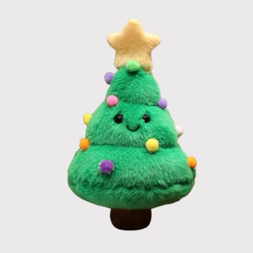 Peluche Noël Mini Sapin Mignon Souriant 25 cm, peluche mini sapin de Noël