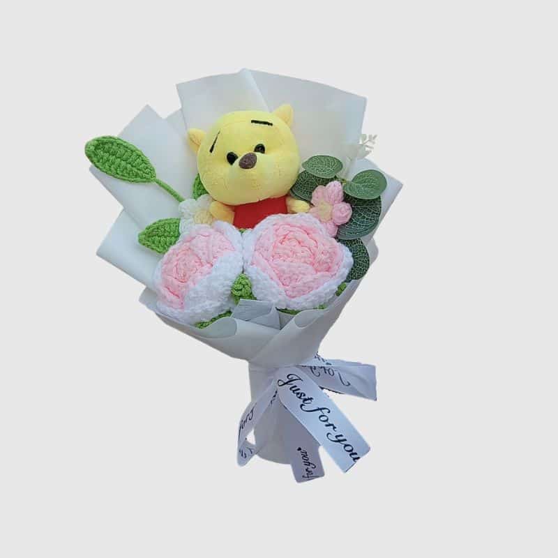 Peluche en Arrangement Bouquet Avec Winnie Mignon, peluche en arrangement bouquet