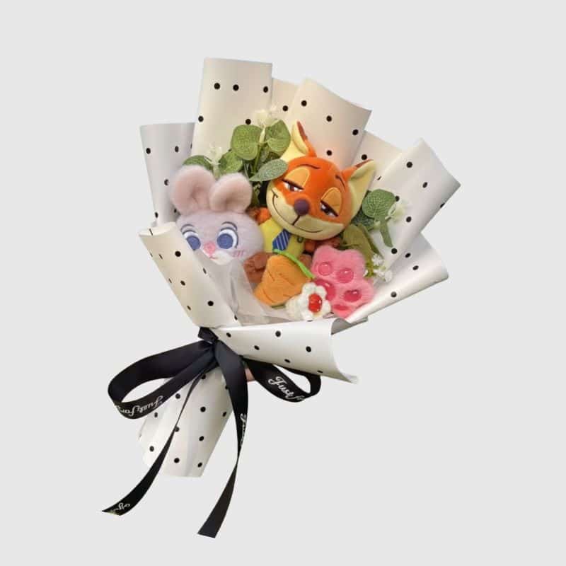 Peluche Saint Valentin Bouquet Amour Zootopie, peluche saint valentin en bouquet