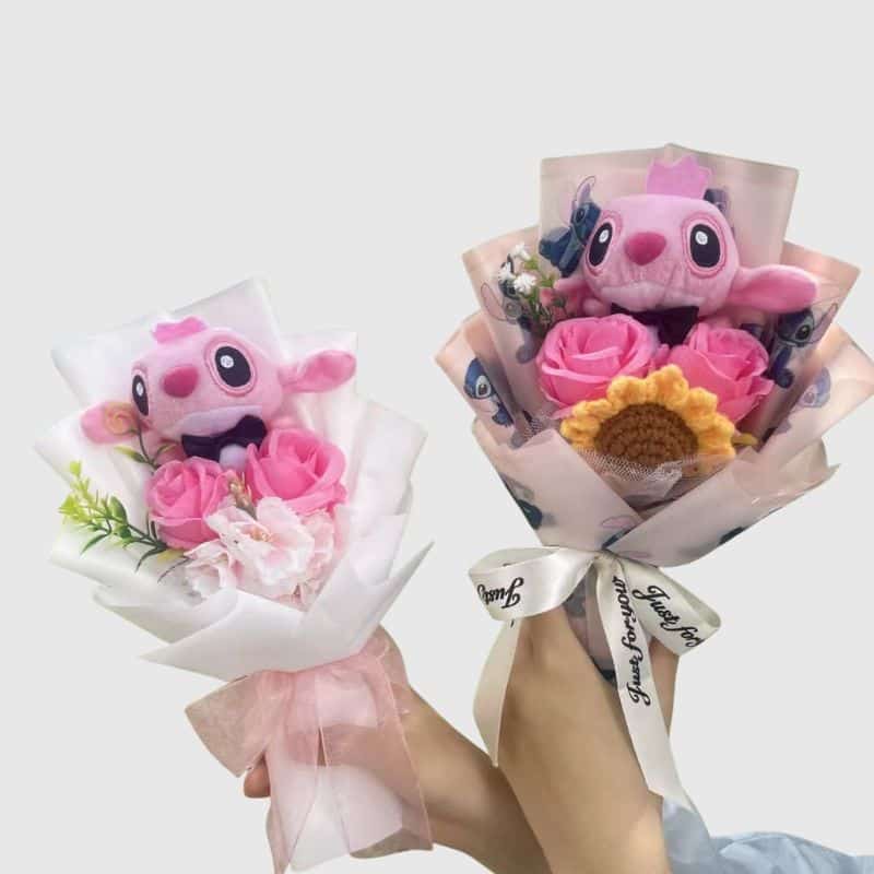 Peluche Angel en Composition Florale Tendre