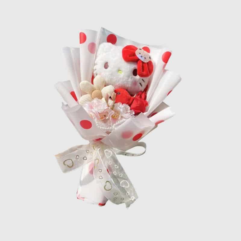 Peluche Hello Kitty Adorable Avec Bouquet Décoratif En Style Élégant