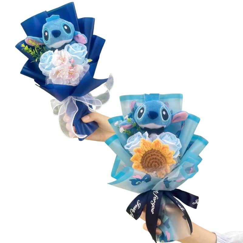 Peluche Stitch en Bouquet Bleu Avec Fleurs 2 pièces 5 Peluche Stitch en Bouquet Bleu Avec Fleurs 2 pièces – Image 5