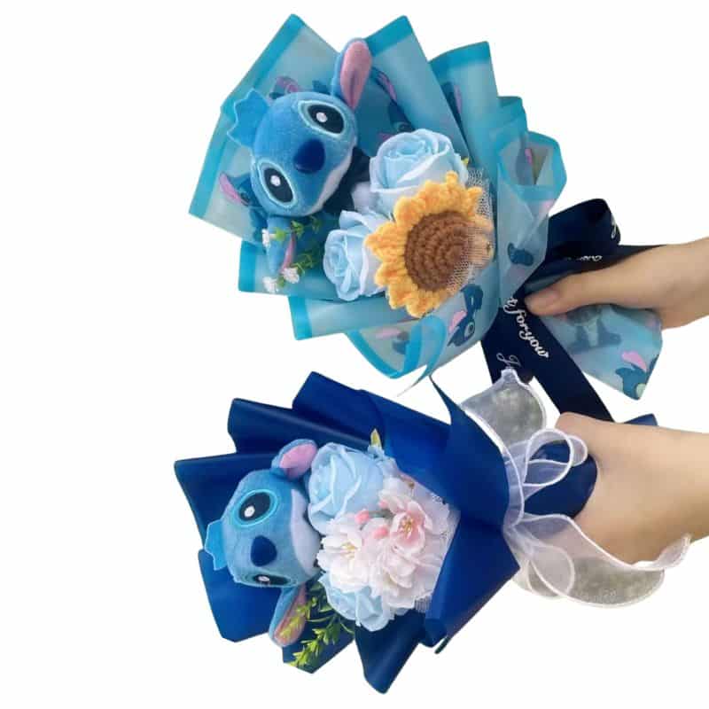 Peluche Stitch en Bouquet Bleu Avec Fleurs 2 pièces 3 Peluche Stitch en Bouquet Bleu Avec Fleurs 2 pièces – Image 3